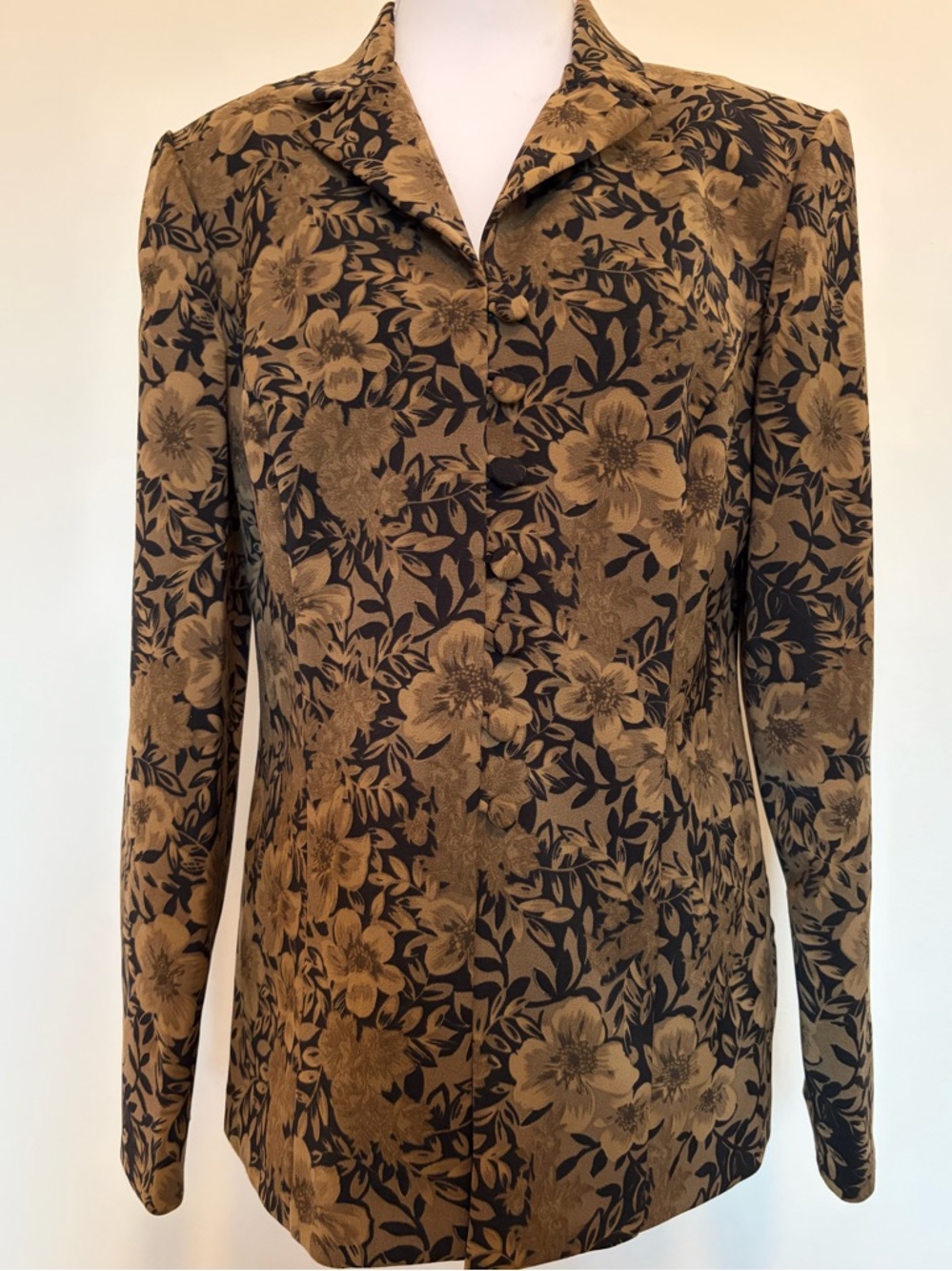 #595  Teddi Brown Gorgeous Floral Jacket with Black Accents